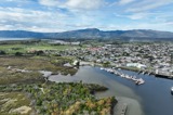 Port with lagoon from above