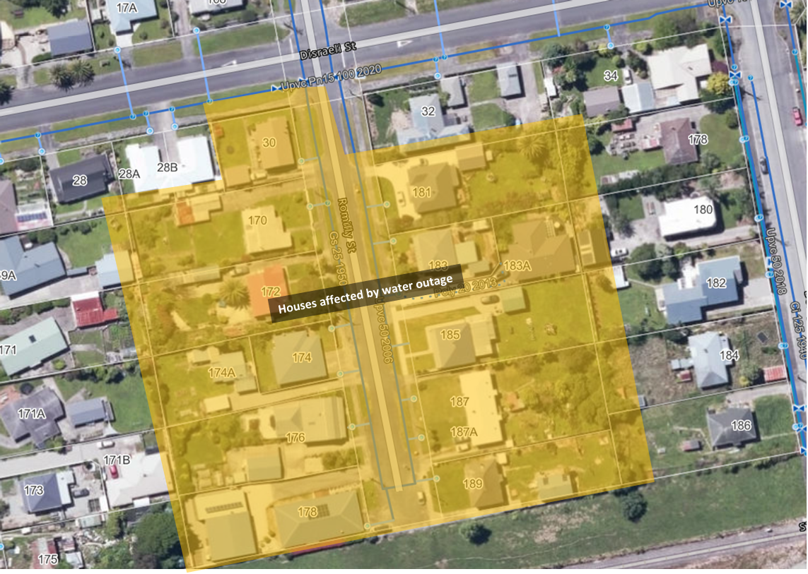 Romilly St water shutdown map